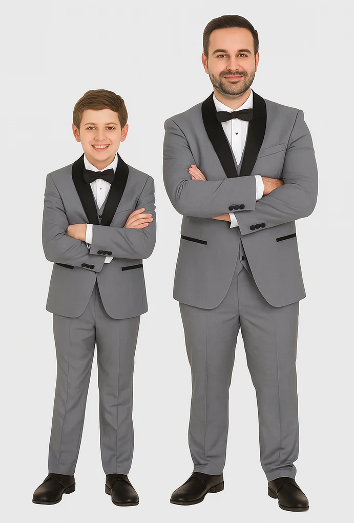 Hampton Stacy Adams Kids Five Piece Set Grey Tuxedo - Image 6