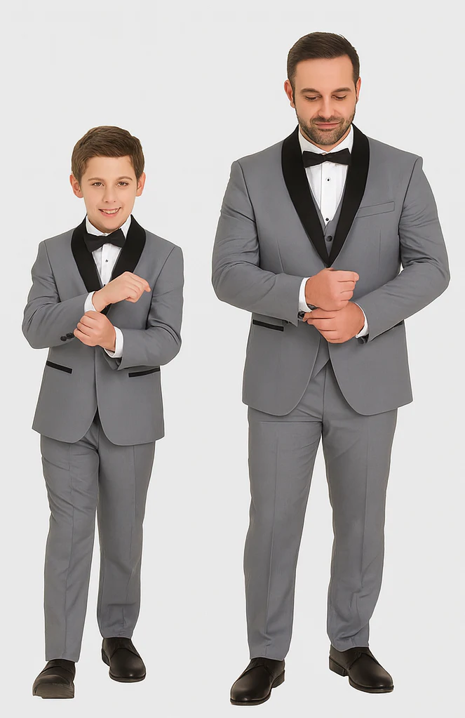 Hampton Stacy Adams Kids Five Piece Set Grey Tuxedo - Image 7