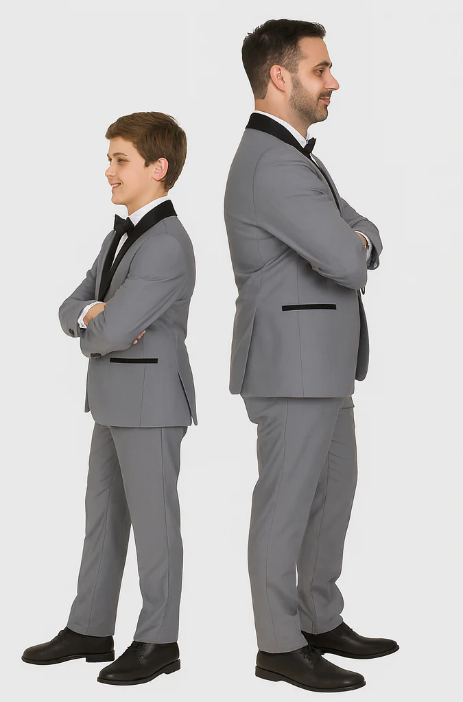 Hampton Stacy Adams Kids Five Piece Set Grey Tuxedo - Image 8