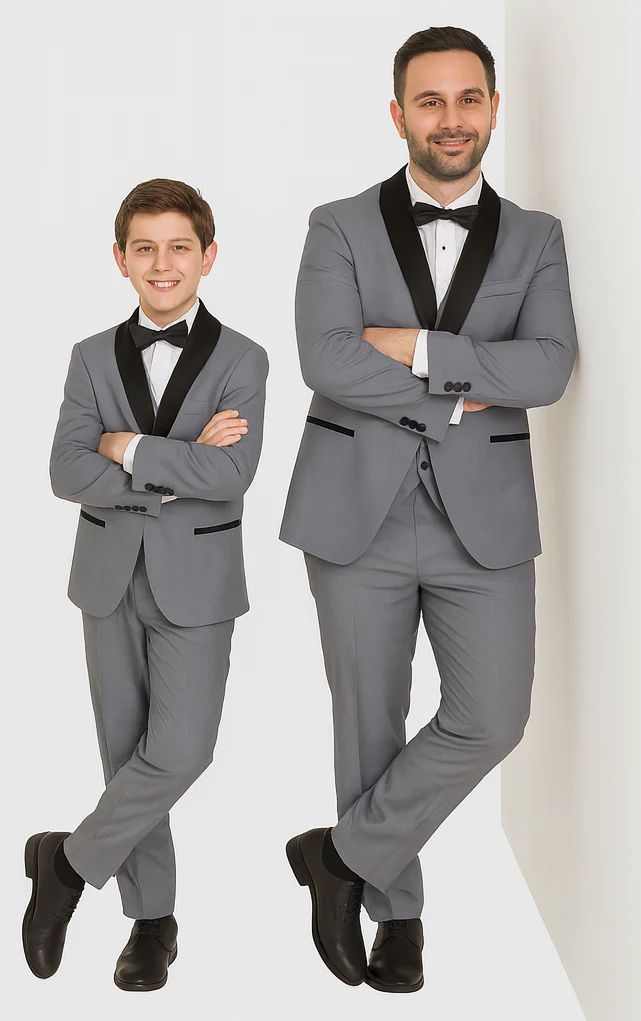 Hampton Stacy Adams Kids Five Piece Set Grey Tuxedo - Image 9