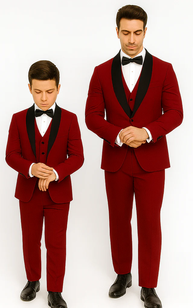 Hampton Stacy Adams Kids Red Five Piece Set Tuxedo - Image 4
