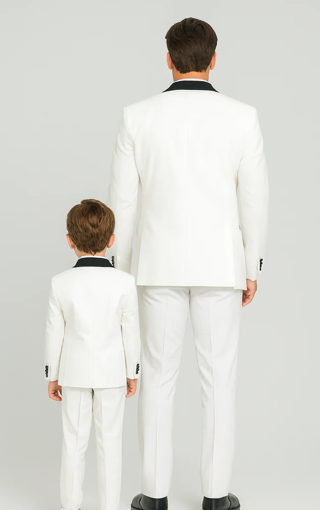Hampton Stacy Adams Kids White Five Piece Set Tuxedo - Image 3