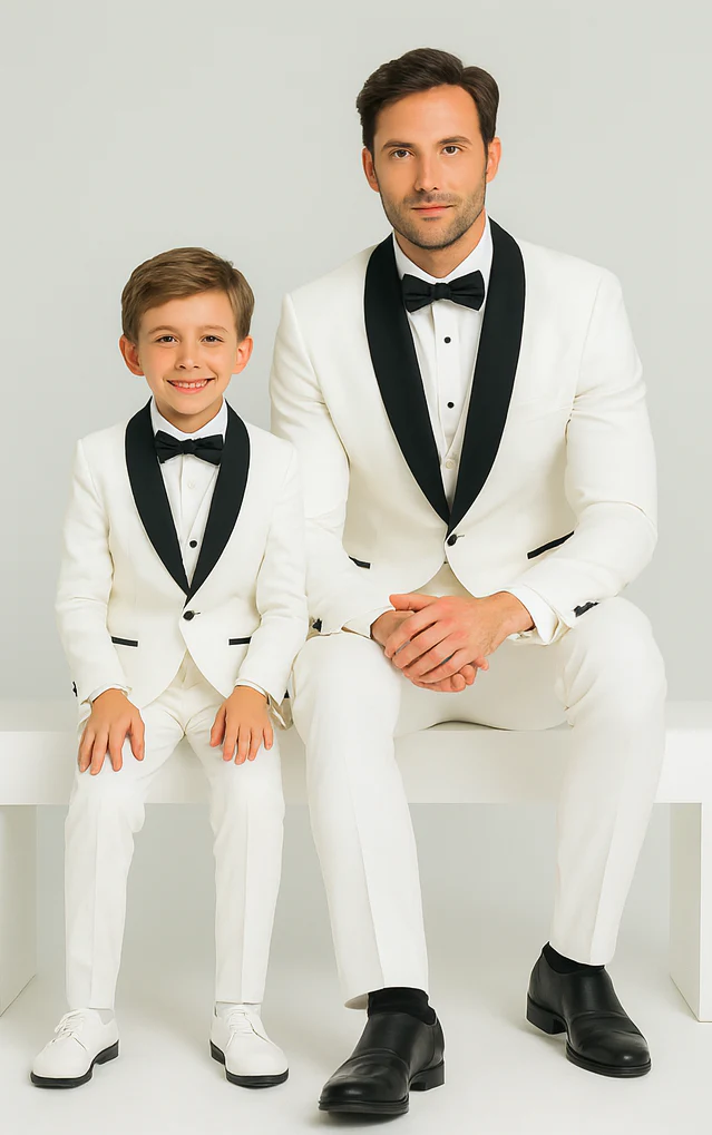 Hampton Stacy Adams Kids White Five Piece Set Tuxedo - Image 4