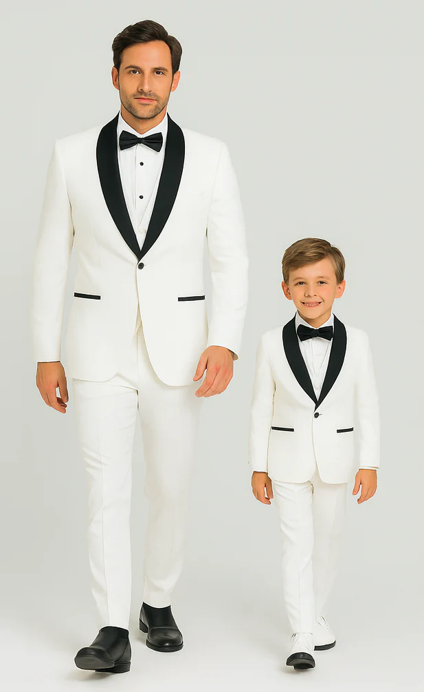 Hampton Stacy Adams Kids White Five Piece Set Tuxedo - Image 5