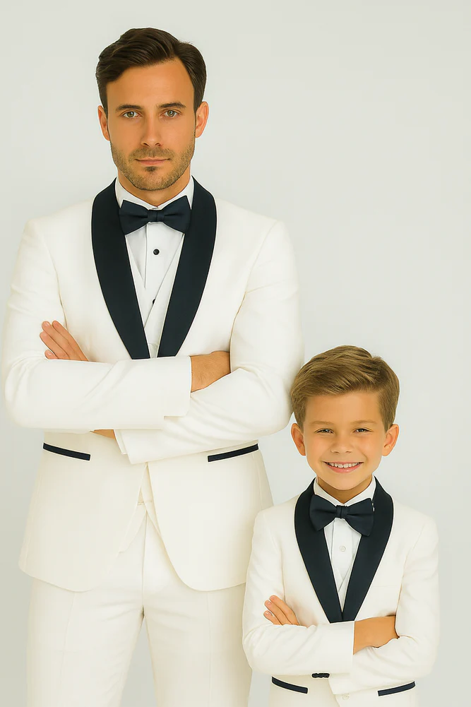 Hampton Stacy Adams Kids White Five Piece Set Tuxedo - Image 6
