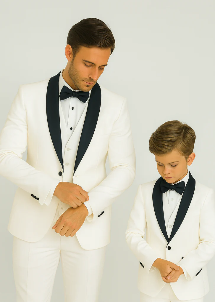 Hampton Stacy Adams Kids White Five Piece Set Tuxedo - Image 7