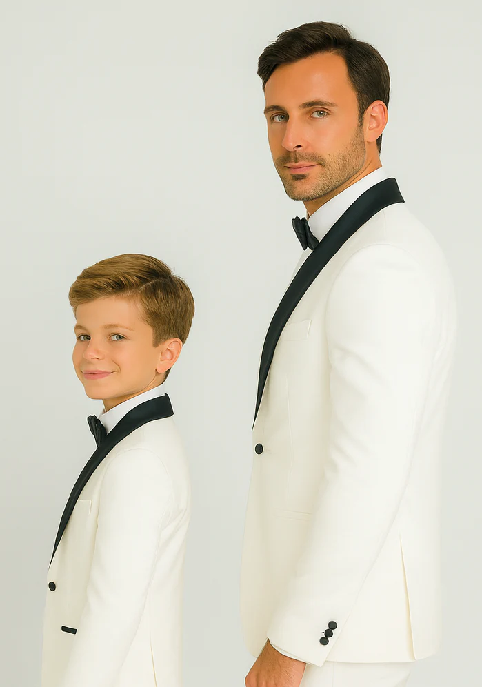 Hampton Stacy Adams Kids White Five Piece Set Tuxedo - Image 8
