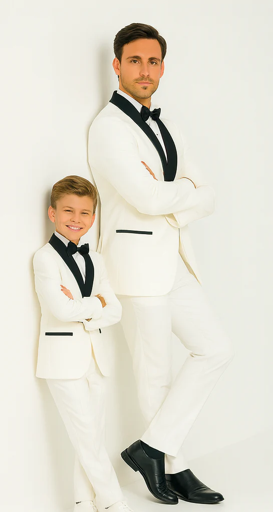 Hampton Stacy Adams Kids White Five Piece Set Tuxedo - Image 9
