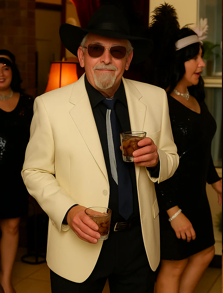 Harlem Nights Costumes Package - White Double Breasted Blazer + Black Pants + Black Hat - Image 5