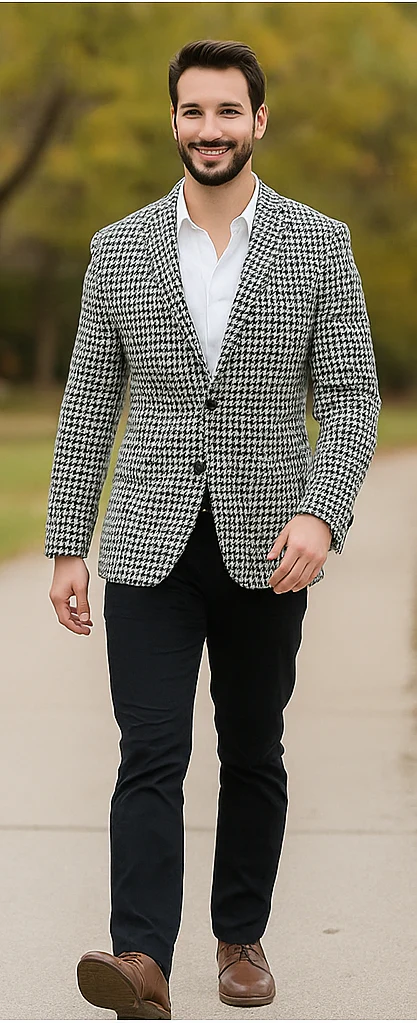 Mens Black and White Houndstooth Blazer for Every Occasion - Image 4
