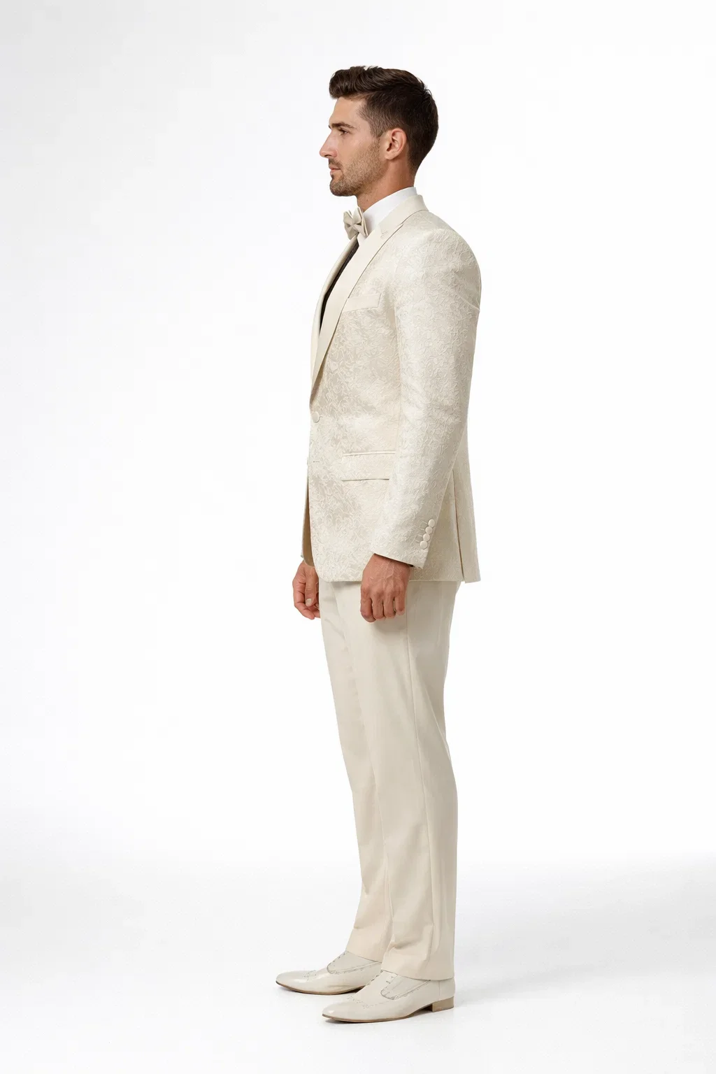 Ivory Paisley Cream Tuxedo Suit for Men - Image 5