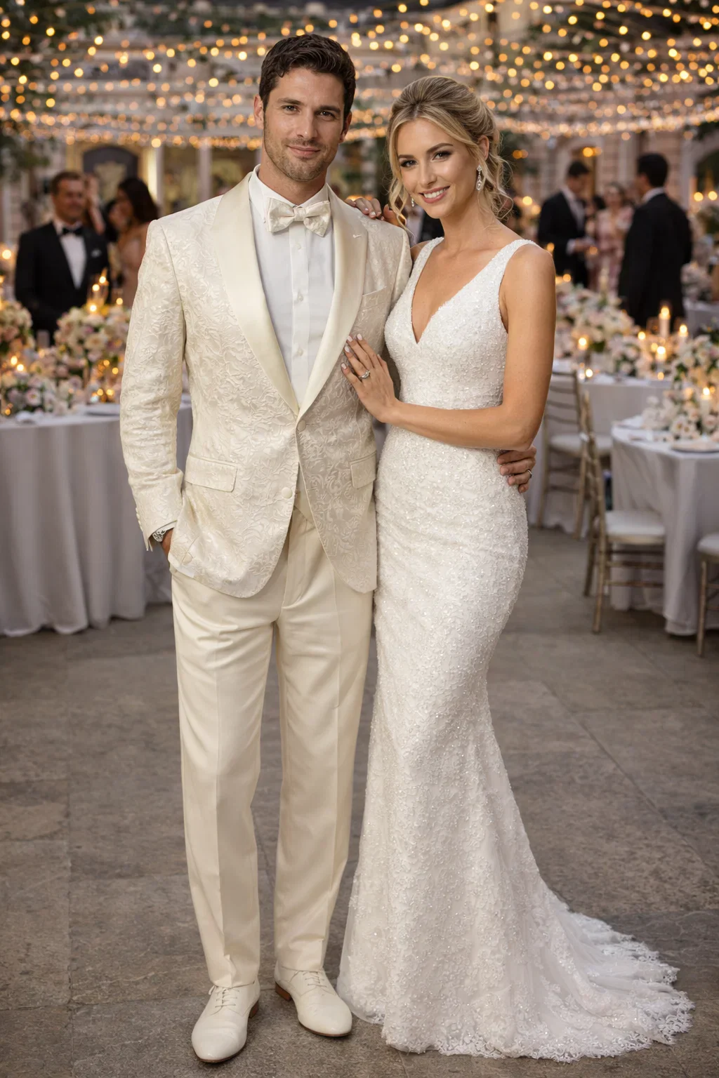 Ivory Paisley Cream Tuxedo Suit for Men - Image 8