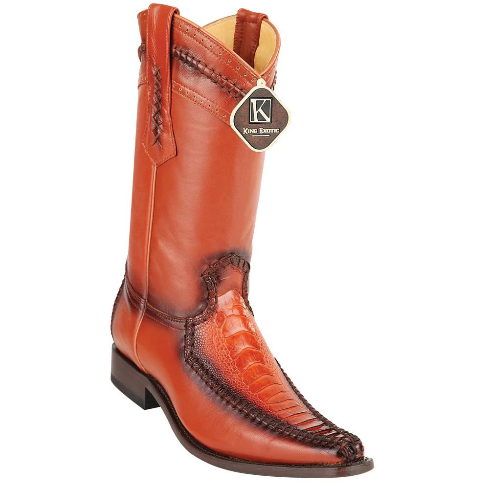 King Exotic Men's Ostrich Leg European Toe Boots - Image 4