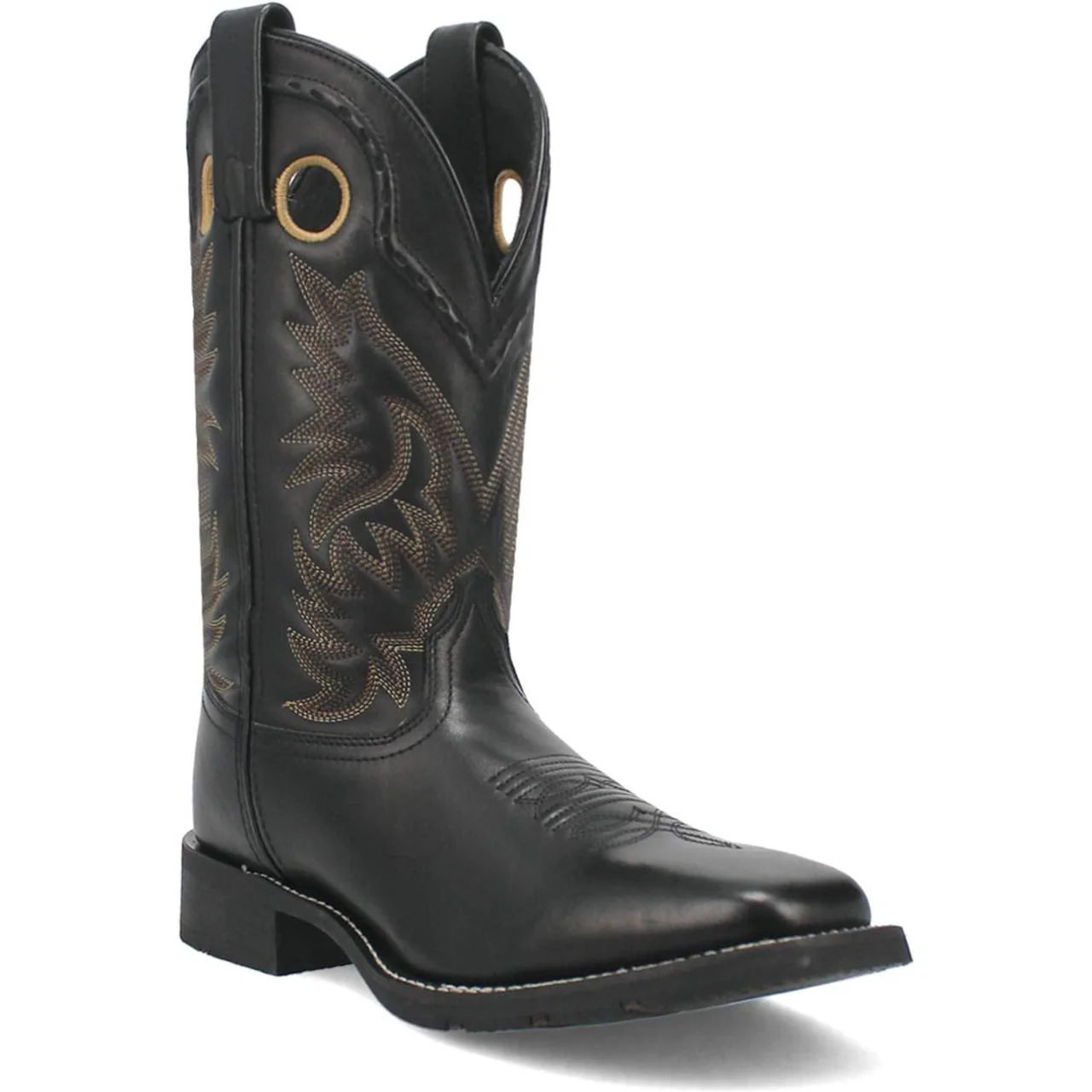 Laredo Kane Black Leather Broad Square Toe Boots for Men - Image 2