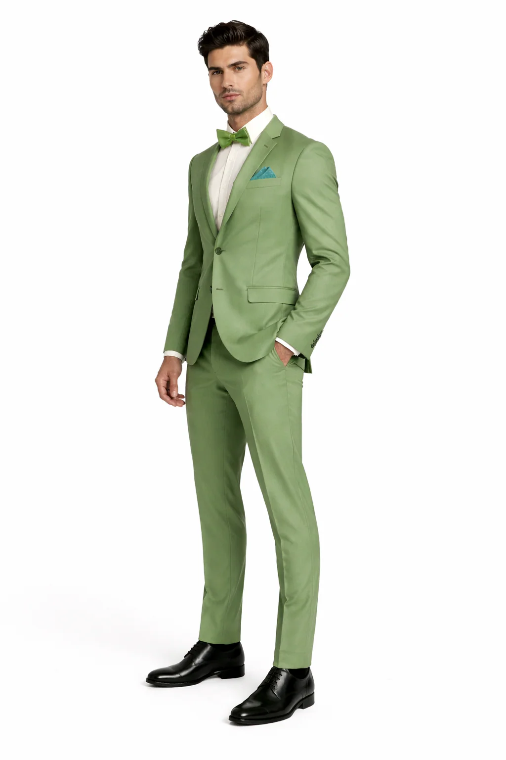 Light Green Tuxedo Suit for Men – Satin Lapel Wedding and Prom Suit in Color Sage Green Tuxedo - Image 3