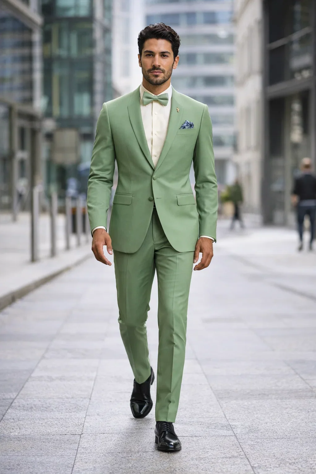 Light Green Tuxedo Suit for Men – Satin Lapel Wedding and Prom Suit in Color Sage Green Tuxedo - Image 6