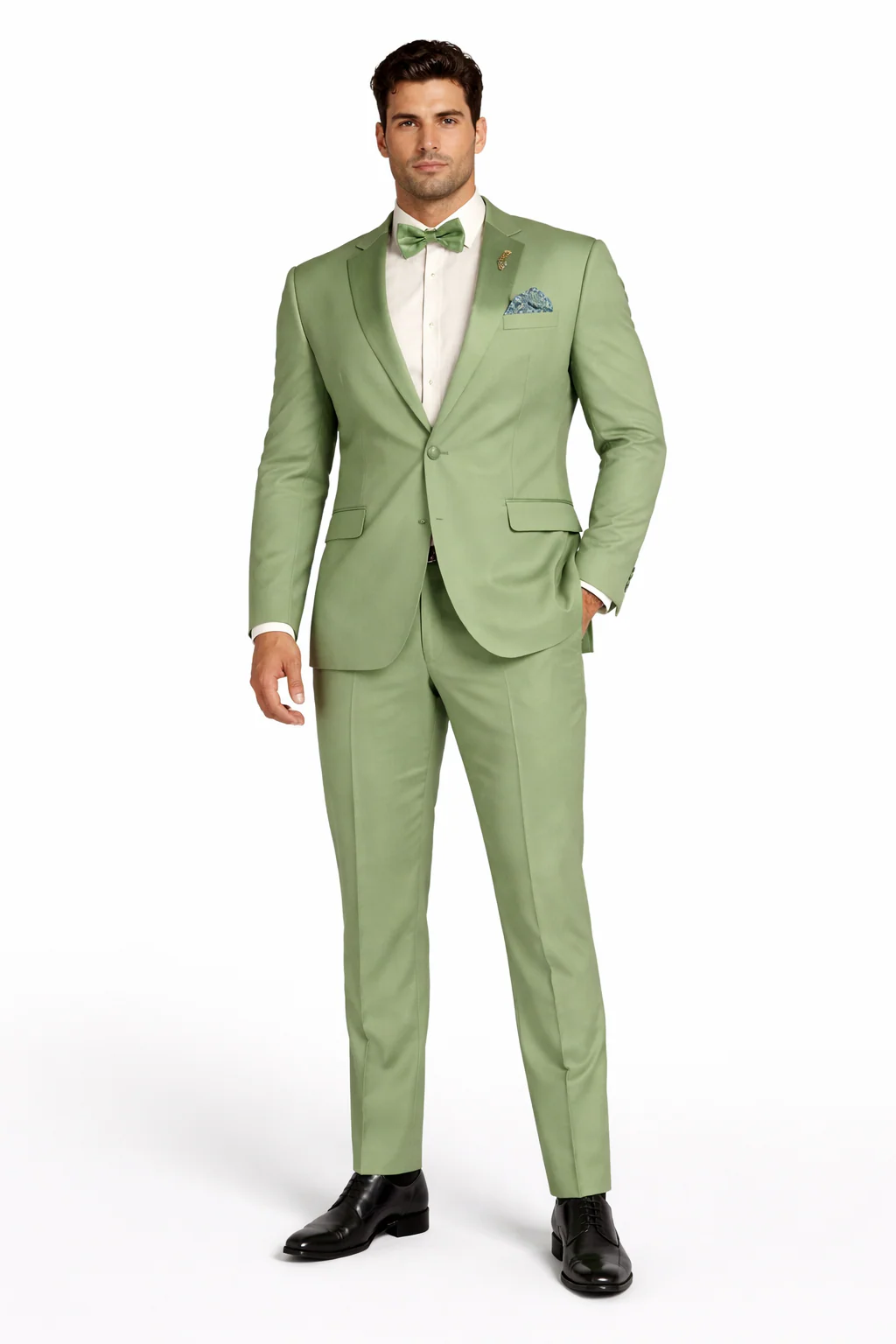 Light Green Tuxedo Suit for Men – Satin Lapel Wedding and Prom Suit in Color Sage Green Tuxedo - Image 7