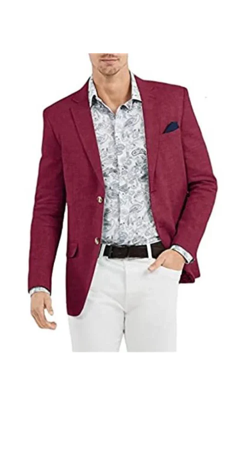 Linen Blazer - Burgundy Linen Sportcoat - Image 9