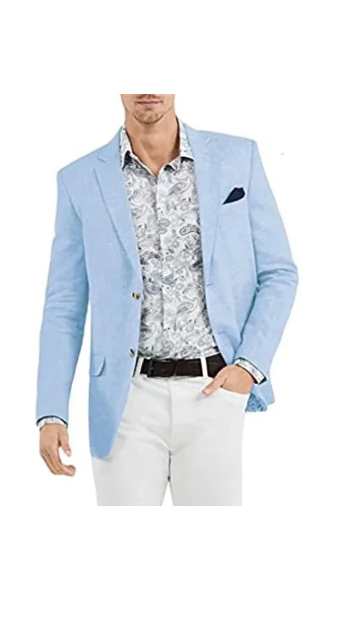 Linen Blazer - Light Blue Linen Sportcoat - Image 9