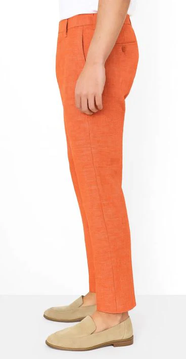 Linen Flat Front Pants Tangy Orange - Image 5