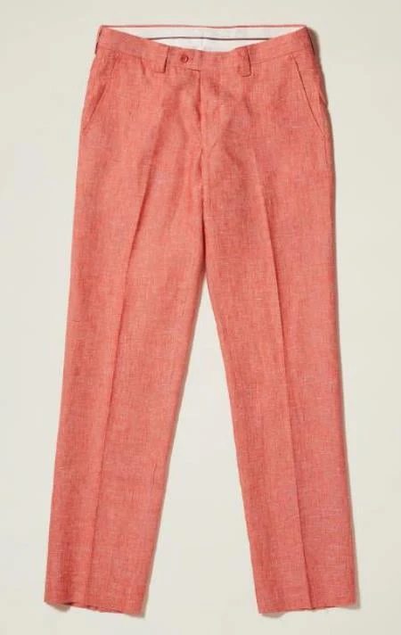Linen Flat Front Pants β Tangy Orange Colors