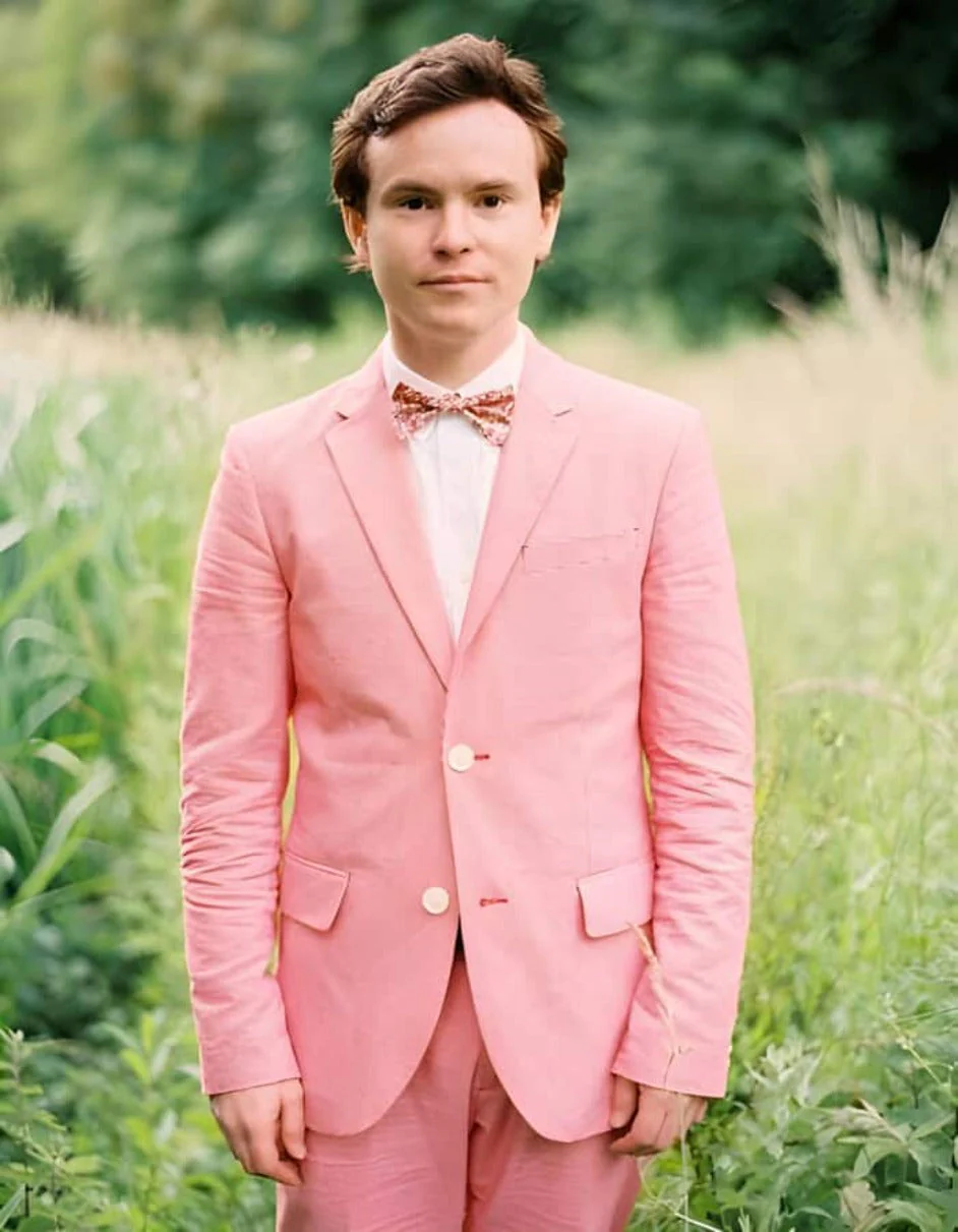 Linen Suit - Mens Summer Suits in Hot Pink Color - Beach Wedding