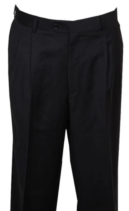 long rise big leg slack Men's Dress Pant Black wide Leg Pleated baggy dress trousers unhemmed unfinished bottom