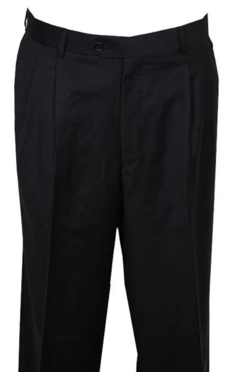 Long Rise Big Leg Slacks Men'S Dress Pant Black Wide Leg Pleated Baggy Dress Trousers Unhemmed Unfinished Bottom