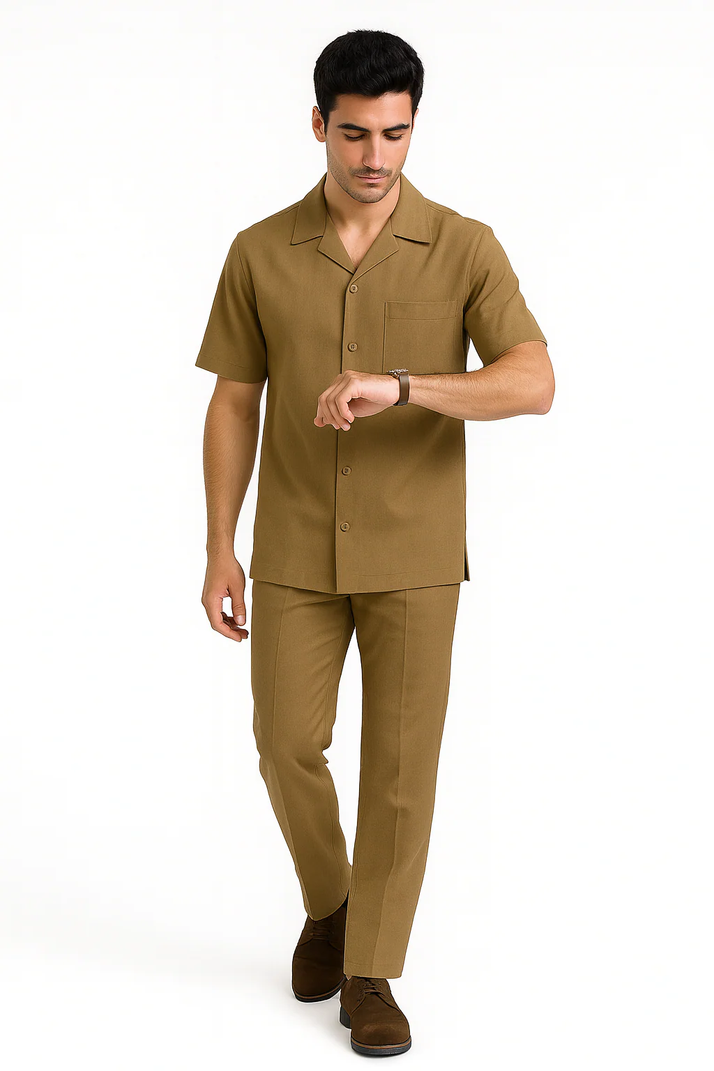 Longstry Men'S Suit 100% Linen Fabric – Khaki - Mens Linen Suit - Image 4