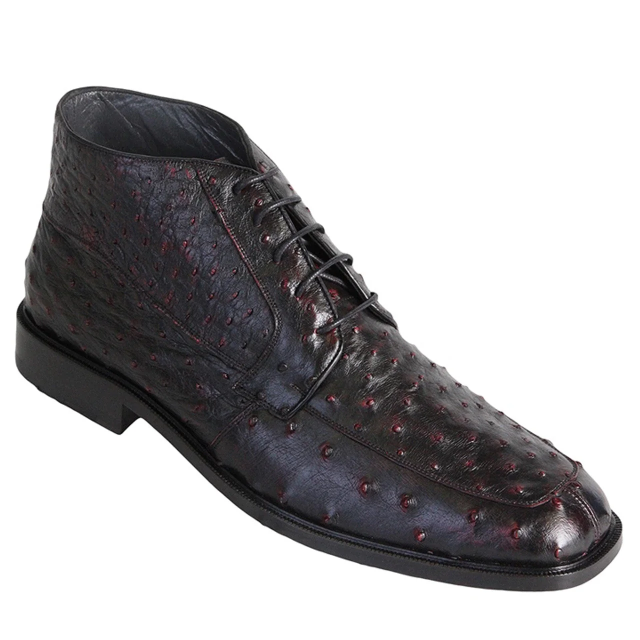 Los Altos Black Cherry Ostrich Ankle Boots - Image 2