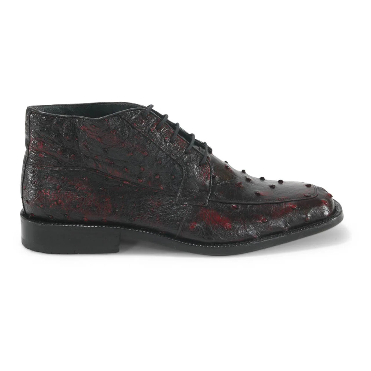 Los Altos Black Cherry Ostrich Ankle Boots - Image 3