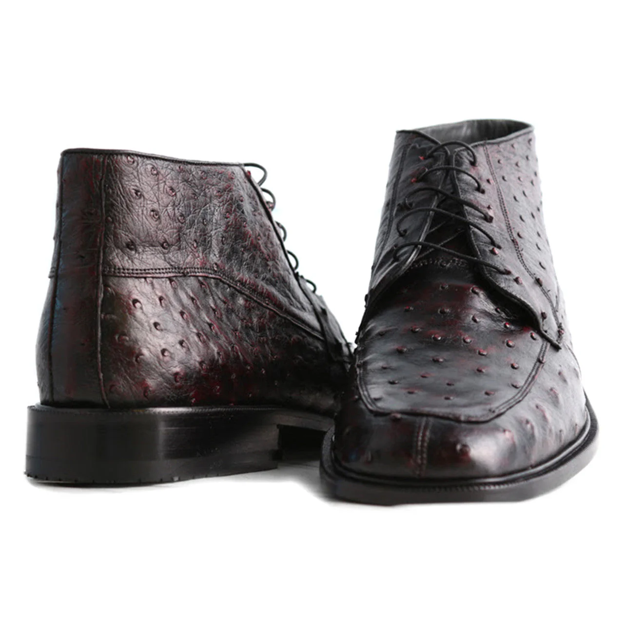 Los Altos Black Cherry Ostrich Ankle Boots - Image 5
