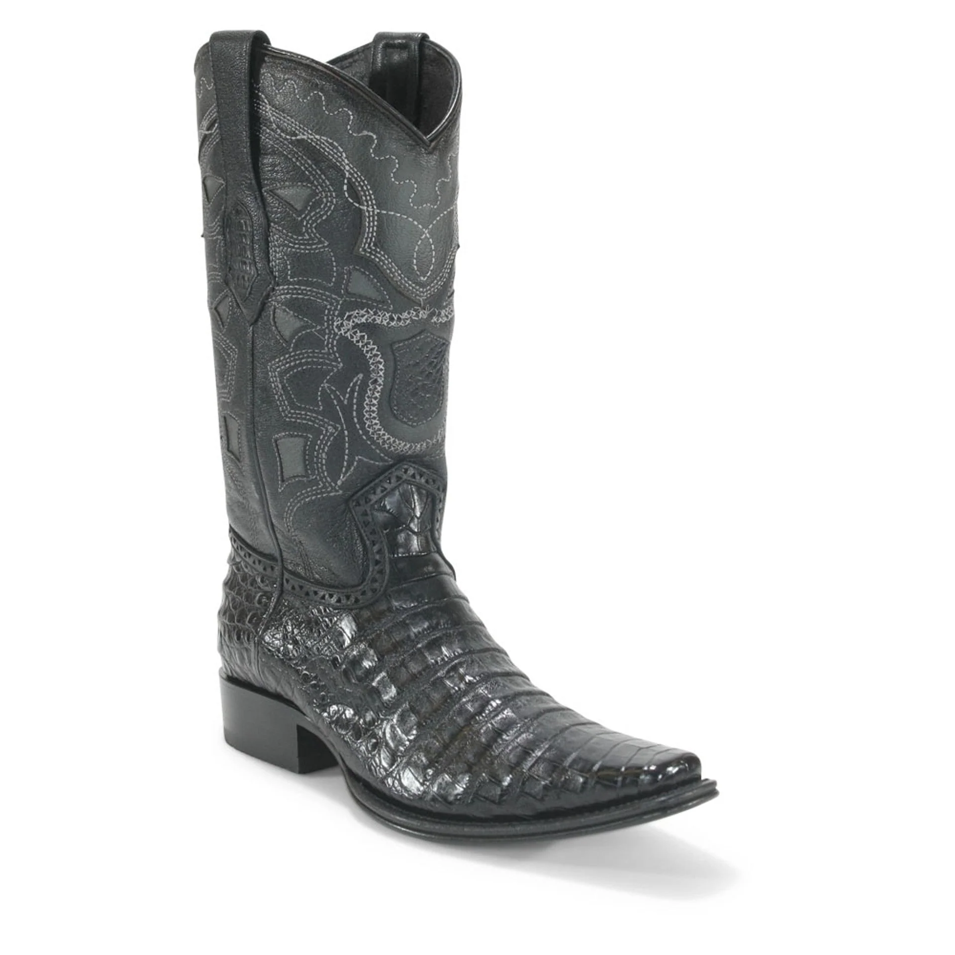 Los Altos Black Caiman Belly Square Toe Boots - Image 2