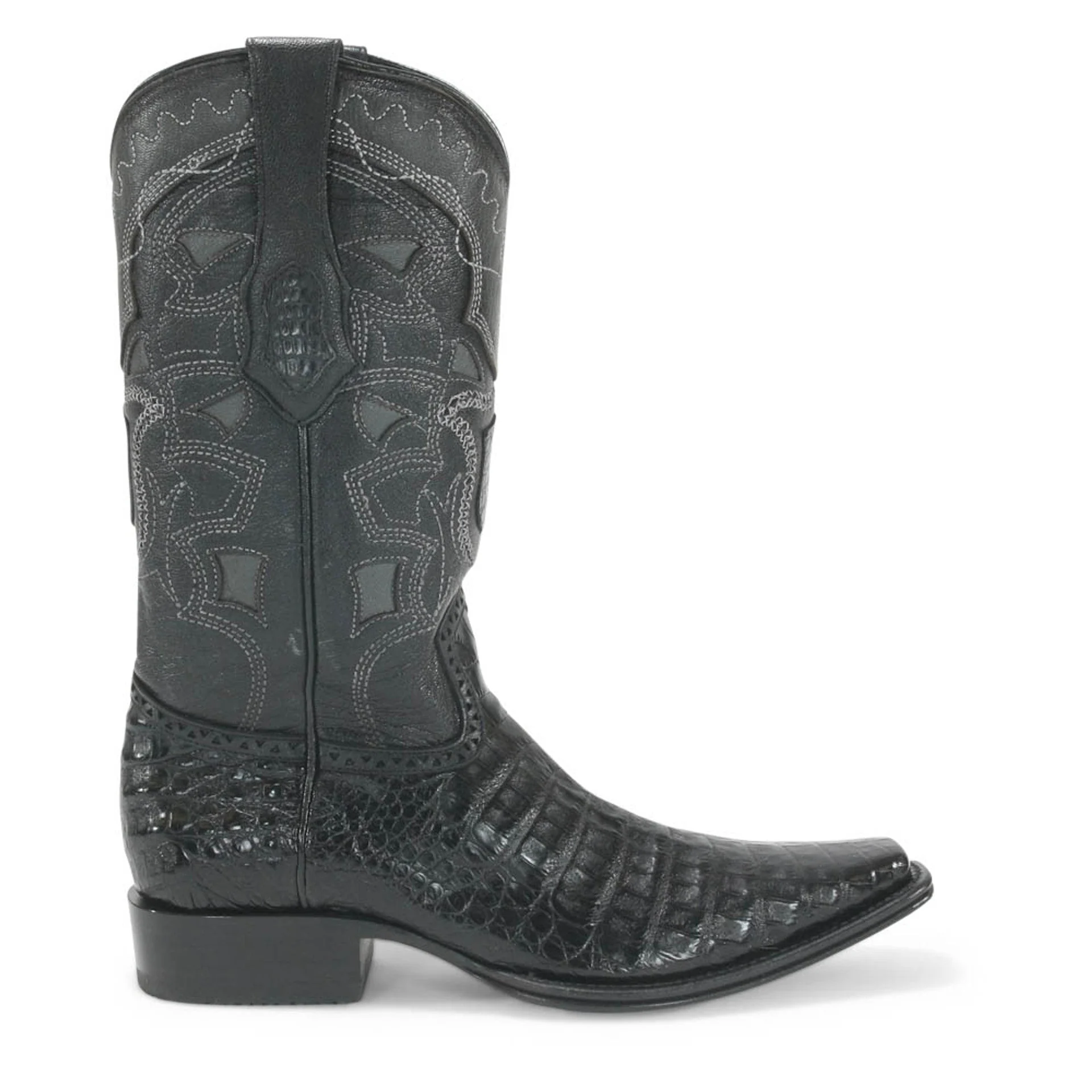 Los Altos Black Caiman Belly Square Toe Boots - Image 3