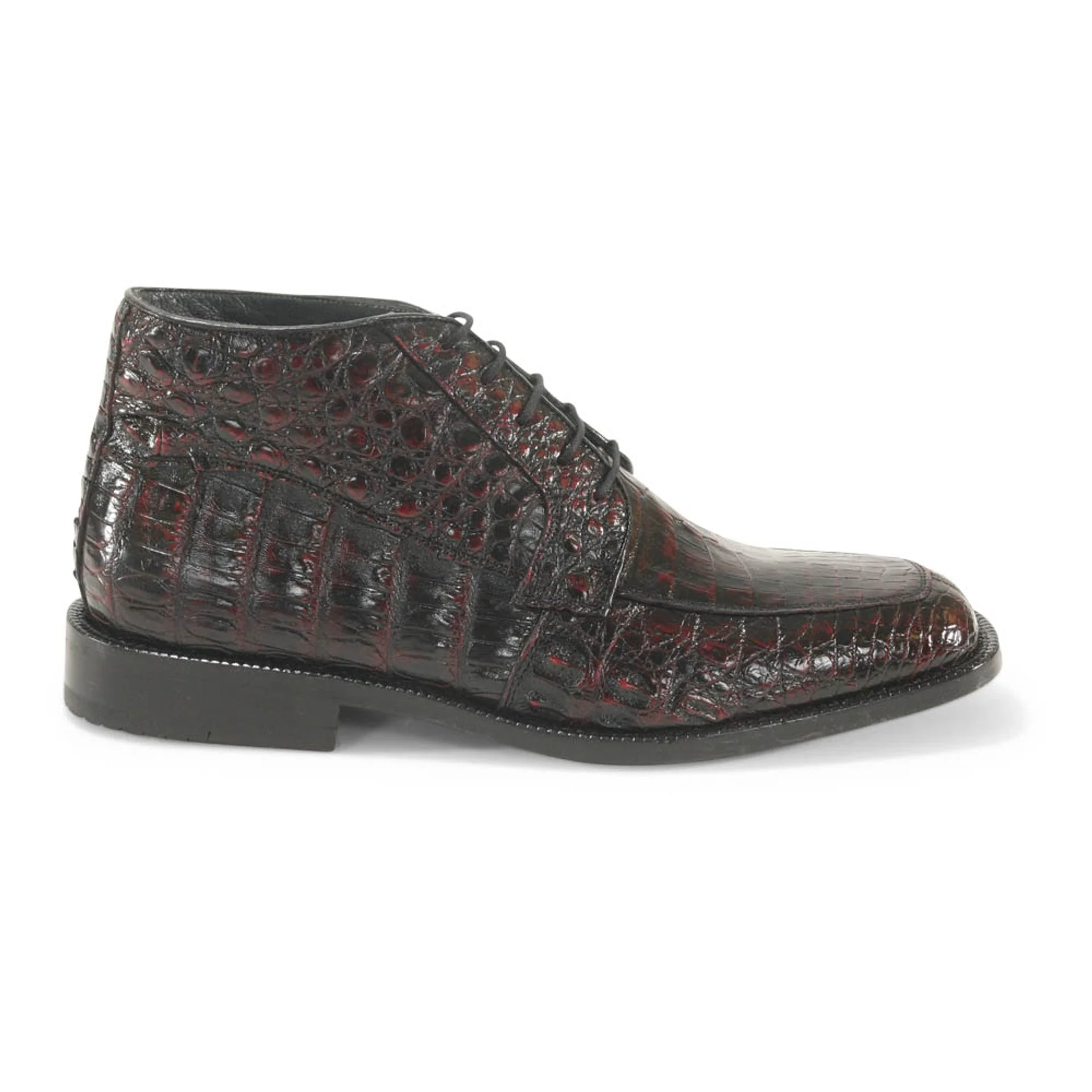 Los Altos Black Cherry Caiman Crocodile Belly Dress Boots - Image 3