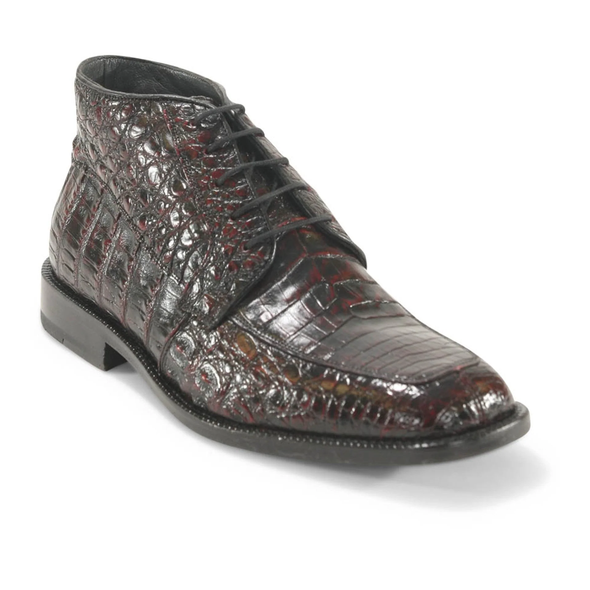 Los Altos Black Cherry Caiman Crocodile Belly Dress Boots - Image 4