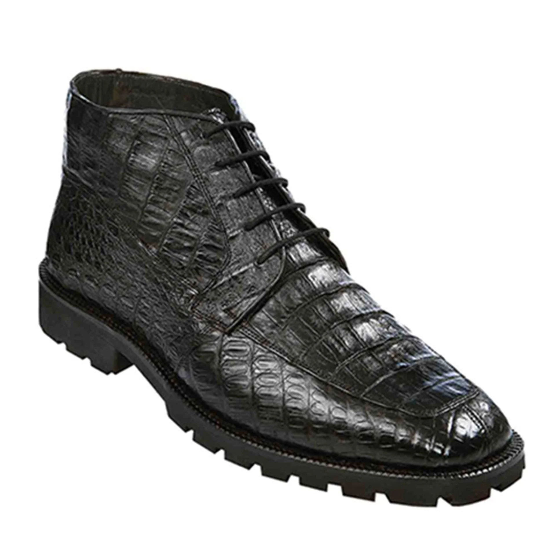Los Altos White Genuine Caiman Crocodile Hornback Ankle Boots by Alligator Warehouse
