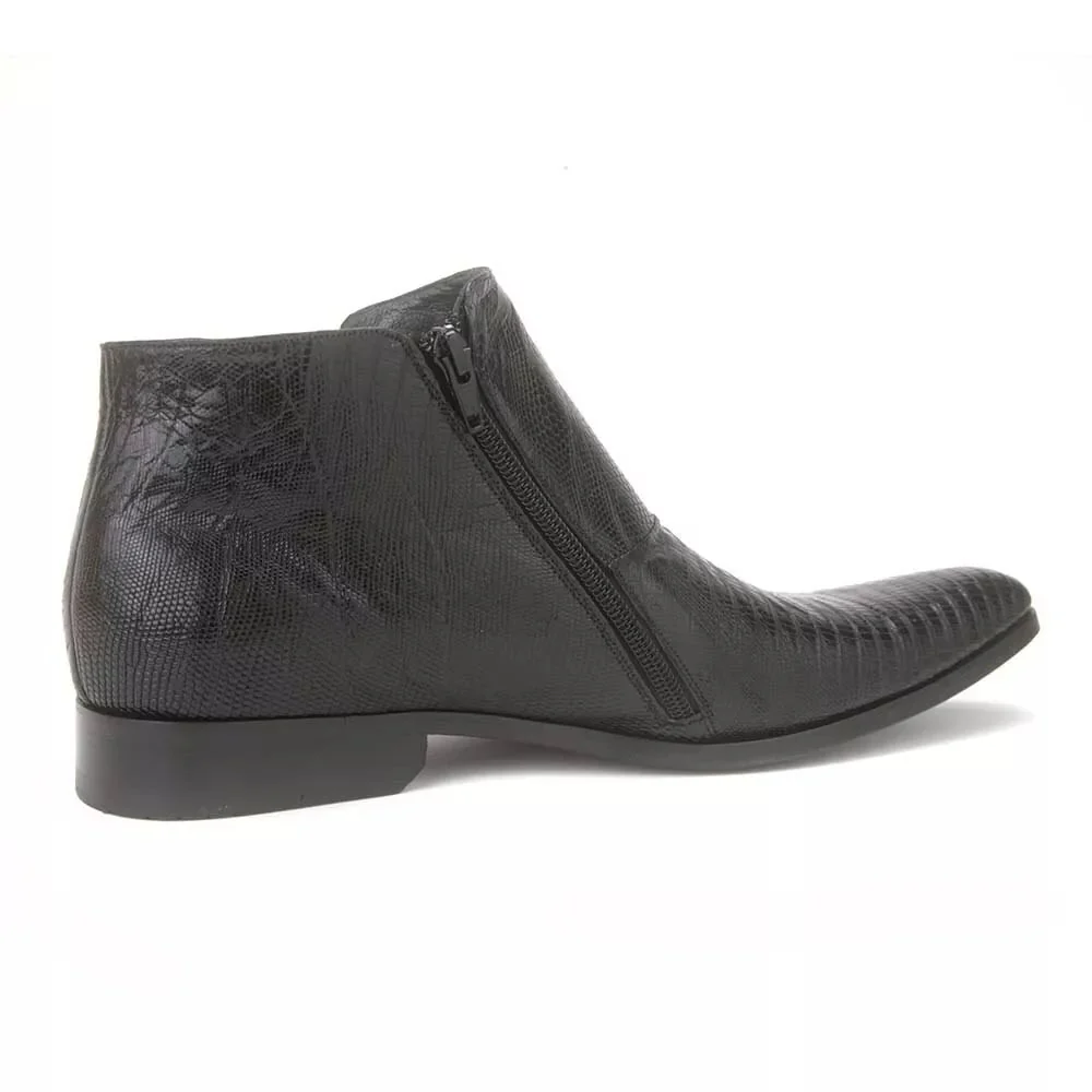 Los Altos Black Genuine Lizard Ankle Boot - Image 2