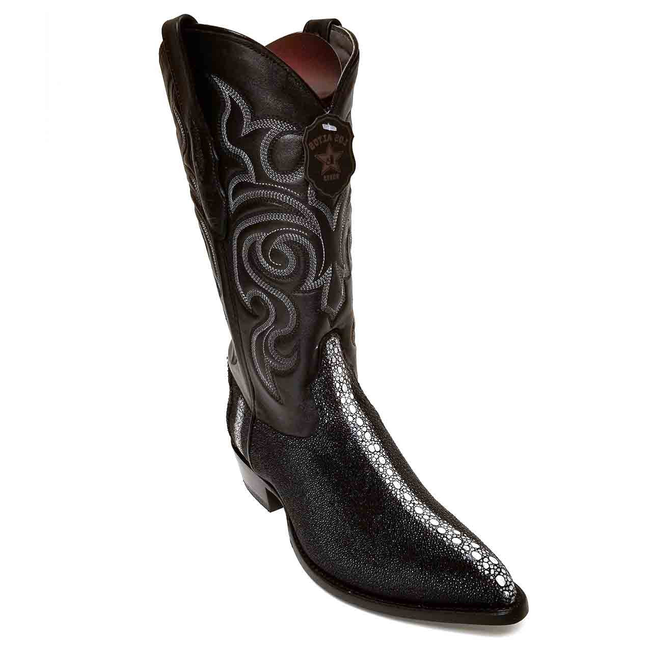Los Altos Black J-Toe Genuine Stingray Rowstone Boots