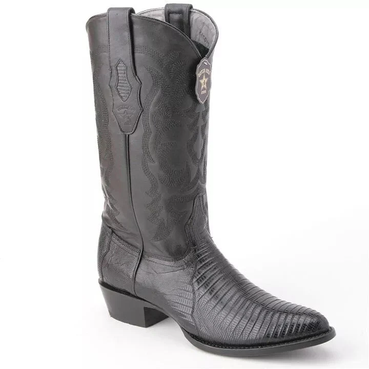 Los Altos Black Snip Toe Boots Genuine Teju Skin - Image 3