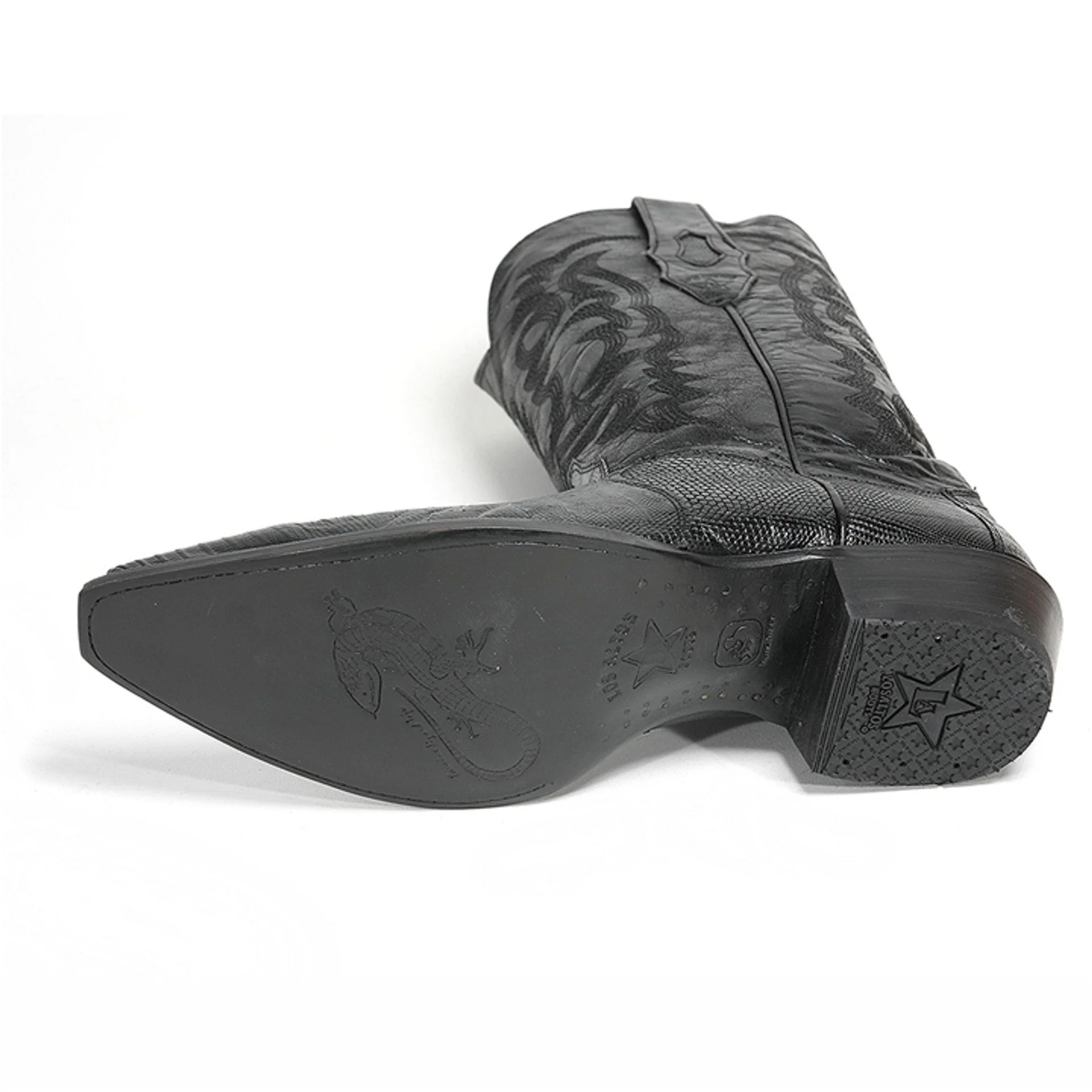 Los Altos Black Snip Toe Genuine Teju Lizard Boots - Image 2