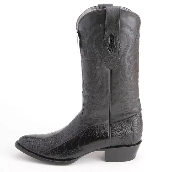 Los Altos Black Western Boots Genuine Ostrich Skin - Image 2