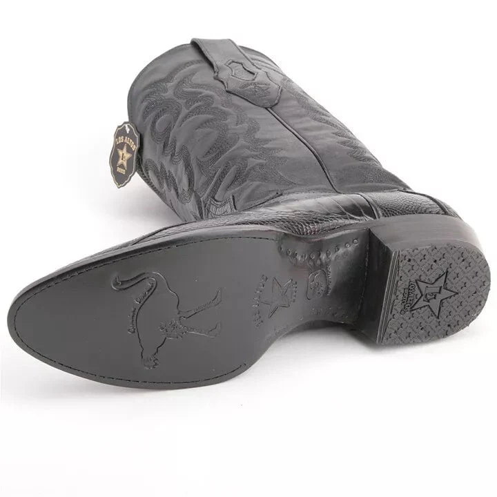 Los Altos Black Western Boots Genuine Ostrich Skin - Image 3