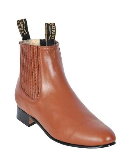 Los Altos Boots botines para hombre ~ Chelsea Charro Botin Short Ankle Deer Honey Leather Boots For Men - Short Cowboy - Western Ankle Boots