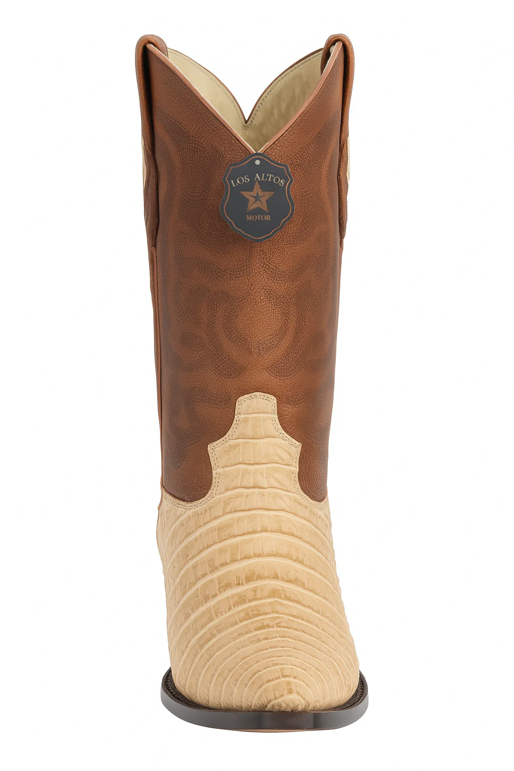 Los Altos Boots Honey Caiman Belly Cognac Cowboy Boots J-Toe - Image 7