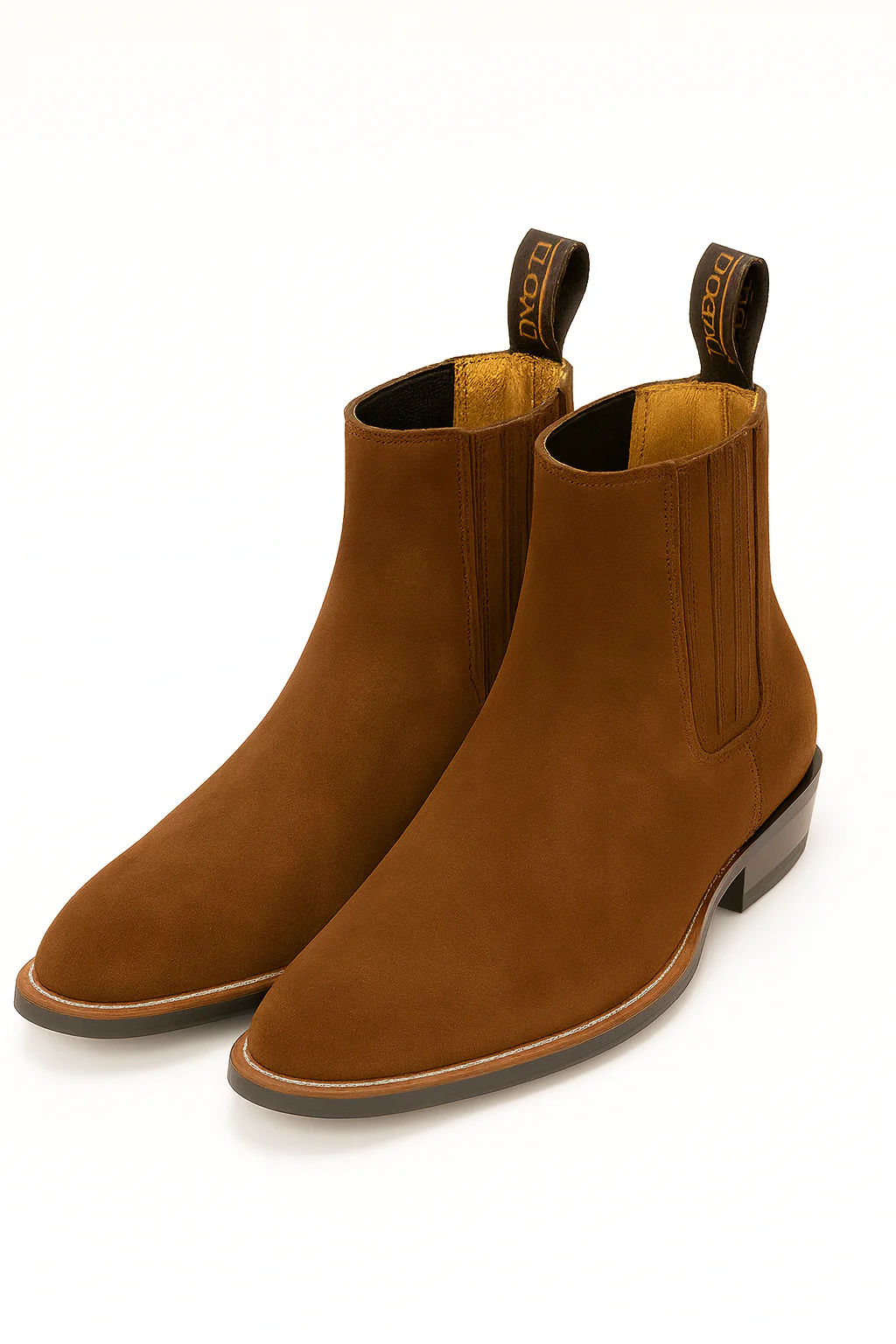 Los Altos Boots Men's Chelsea Charro Napa Leather/Suede Short Rubber Sole Natural Edge Boot ~ Botines Para Hombre Ankle Dress Style For Man - Image 4