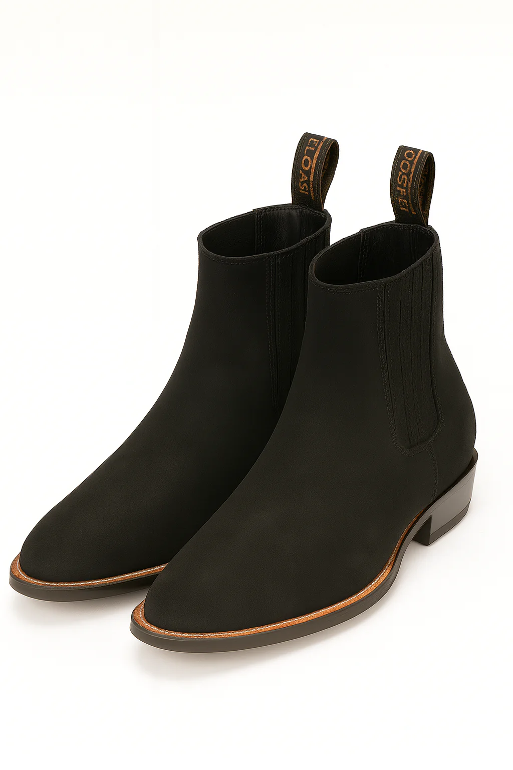 Los Altos Boots Men's Chelsea Charro Napa Leather/Suede Short Rubber Sole Natural Edge Boot ~ Botines Para Hombre Ankle Dress Style For Man - Image 5