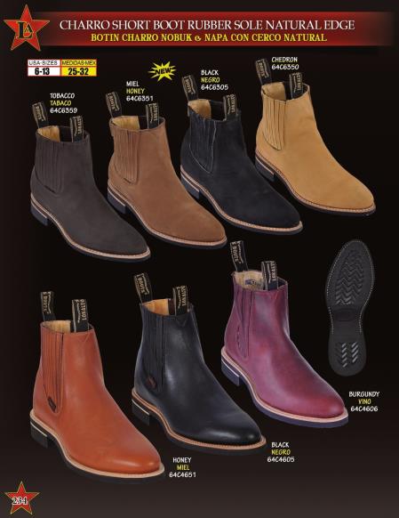 Los Altos Boots Men's Chelsea Charro Napa Leather/Suede Short Rubber Sole Natural Edge Boot ~ Botines Para Hombre Ankle Dress Style For Man - Image 8