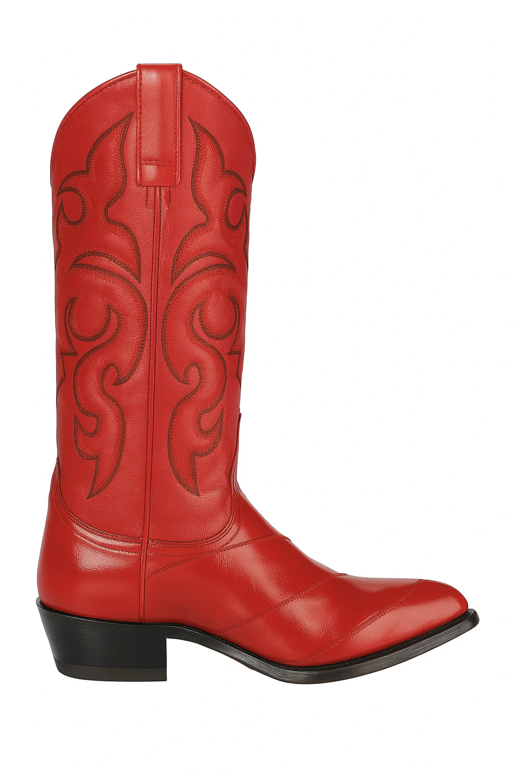 J Toe Cowboy Boots - J Toe Western Boots - Los Altos Boots - Mens Dress Cowboy Boot - Low Priced Mens Red Eel Cowboy Boots J-Toe- in Red - Image 3