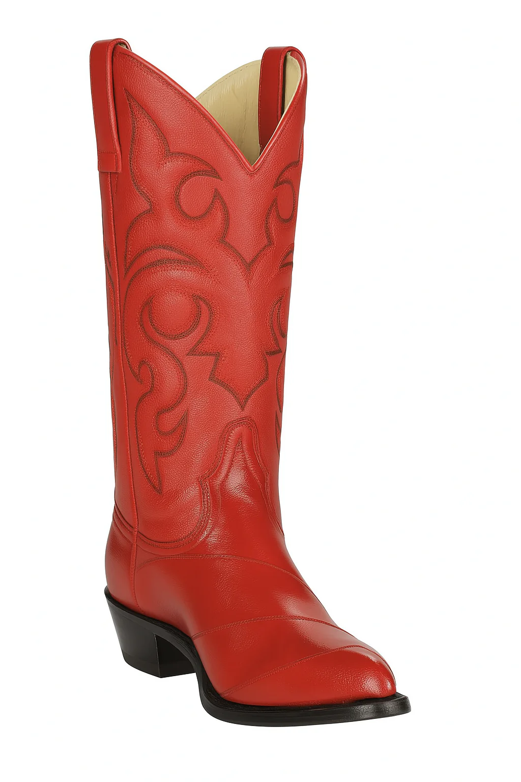 J Toe Cowboy Boots - J Toe Western Boots - Los Altos Boots - Mens Dress Cowboy Boot - Low Priced Mens Red Eel Cowboy Boots J-Toe- in Red - Image 6